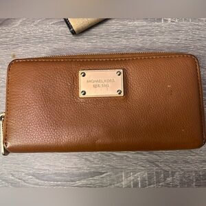 Michael Kors Tan Leather Wallet with Gold Accents